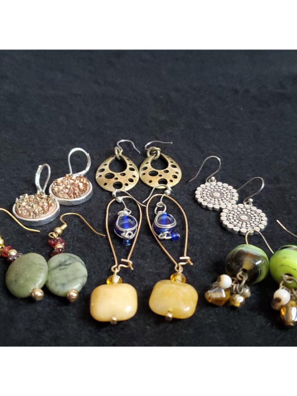 Dangle Earring Lot Of 7 Pair Pierced Glass Stone Metal Joan Rivers Sm Med - Picture 2 of 8
